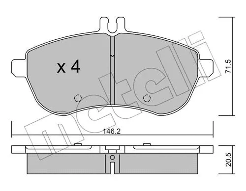 22-0665-0 METELLI Комплект тормозных колодок, дисковый тормоз (фото 1)