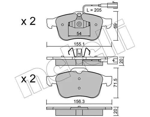 22-0703-1 METELLI Комплект тормозных колодок, дисковый тормоз (фото 1)