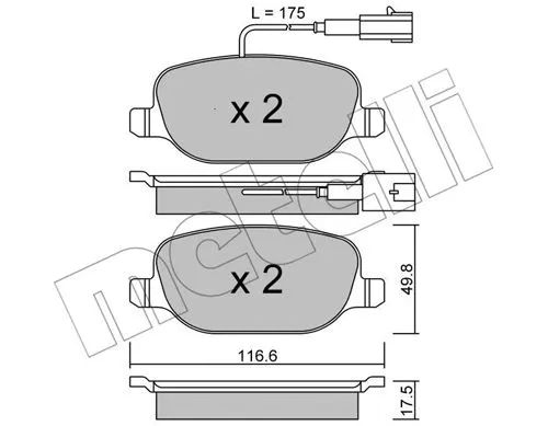 22-0704-1 METELLI Комплект тормозных колодок, дисковый тормоз (фото 1)
