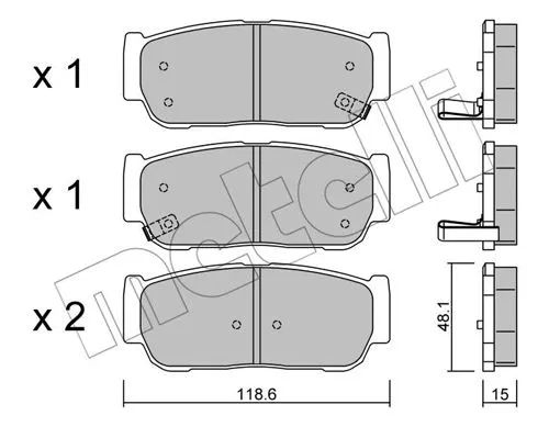 22-0727-0 METELLI Комплект тормозных колодок, дисковый тормоз (фото 1)