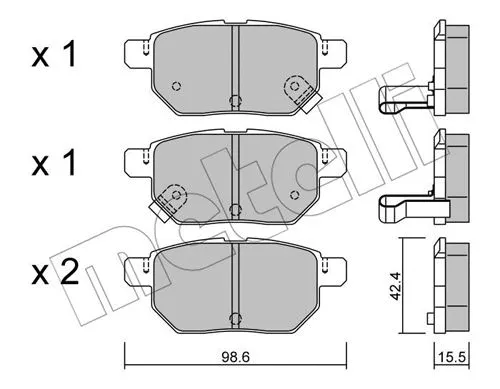 22-0746-1 METELLI Комплект тормозных колодок, дисковый тормоз (фото 1)