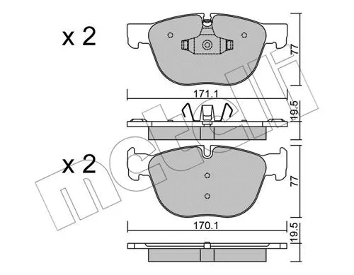 22-0770-0 METELLI Комплект тормозных колодок, дисковый тормоз (фото 1)