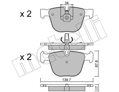 22-0773-0 METELLI Комплект тормозных колодок, дисковый тормоз (фото 1)