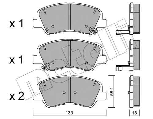 22-0943-0 METELLI Комплект тормозных колодок, дисковый тормоз (фото 1)