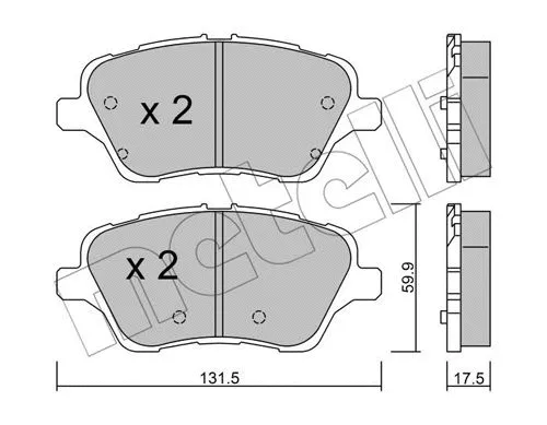 22-0976-0 METELLI Комплект тормозных колодок, дисковый тормоз (фото 1)