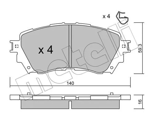 22-0994-0 METELLI Комплект тормозных колодок, дисковый тормоз (фото 1)