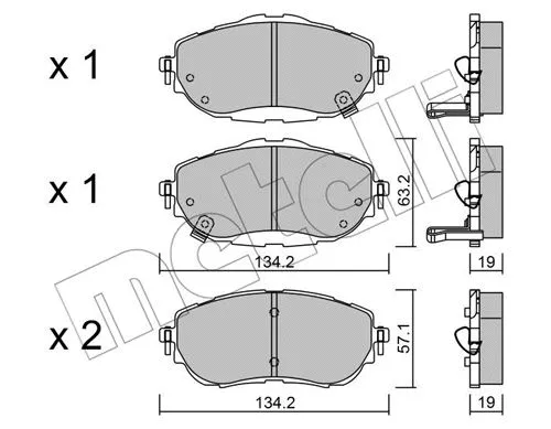 22-0998-0 METELLI Комплект тормозных колодок, дисковый тормоз (фото 1)