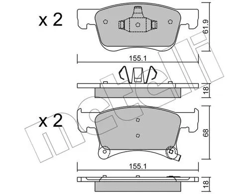 22-1035-0 METELLI Комплект тормозных колодок, дисковый тормоз (фото 1)