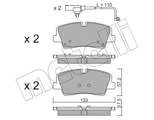22-1095-1 METELLI Комплект тормозных колодок, дисковый тормоз (фото 1)