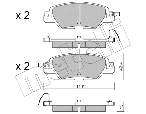 22-1158-0 METELLI Комплект тормозных колодок, дисковый тормоз (фото 1)