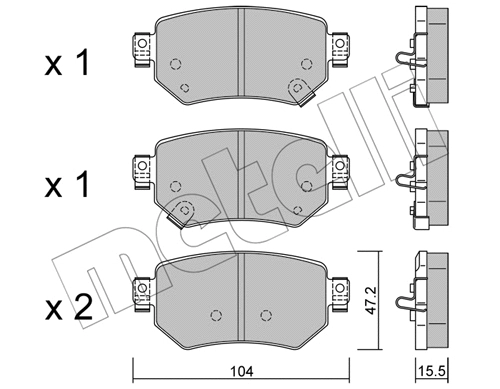 22-1159-0 METELLI Комплект тормозных колодок, дисковый тормоз (фото 1)