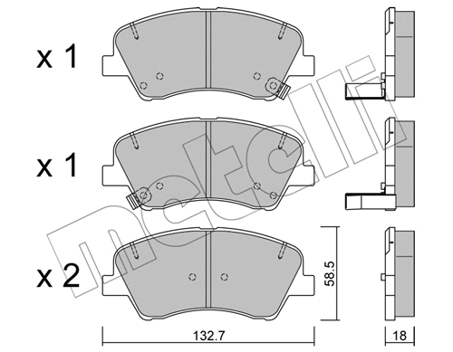 22-1167-0 METELLI Комплект тормозных колодок, дисковый тормоз (фото 1)