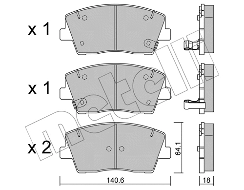 22-1168-0 METELLI Комплект тормозных колодок, дисковый тормоз (фото 1)