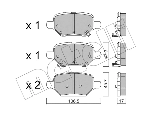 22-1213-0 METELLI Комплект тормозных колодок, дисковый тормоз (фото 1)