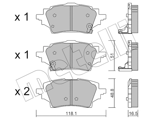 22-1228-0 METELLI Комплект тормозных колодок, дисковый тормоз (фото 1)