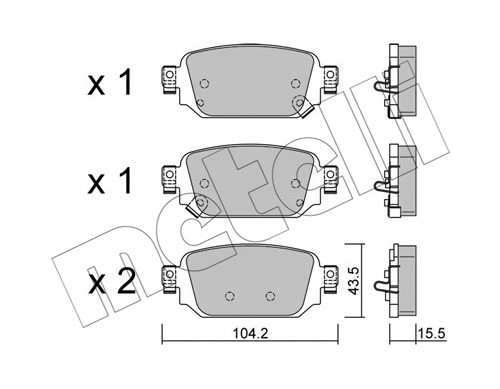 22-1238-0 METELLI Комплект тормозных колодок, дисковый тормоз (фото 1)