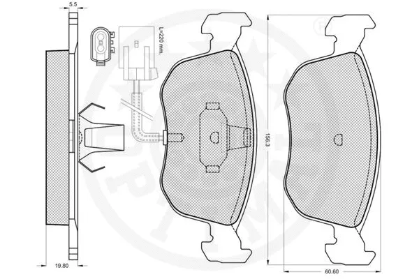 10045 OPTIMAL Комплект тормозных колодок, дисковый тормоз (фото 2)