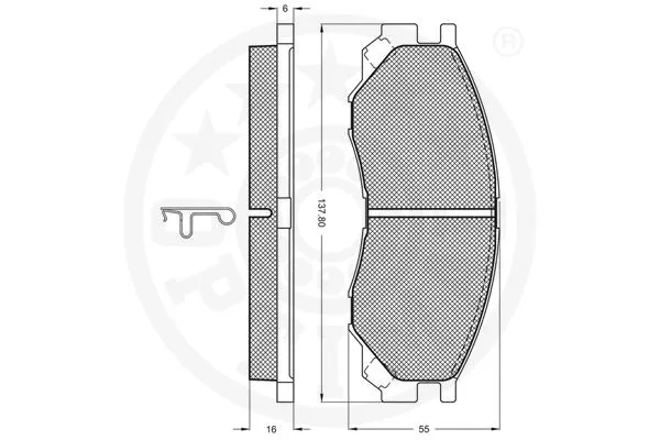 10057 OPTIMAL Комплект тормозных колодок, дисковый тормоз (фото 3)