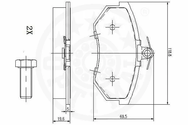 10069 OPTIMAL Комплект тормозных колодок, дисковый тормоз (фото 3)
