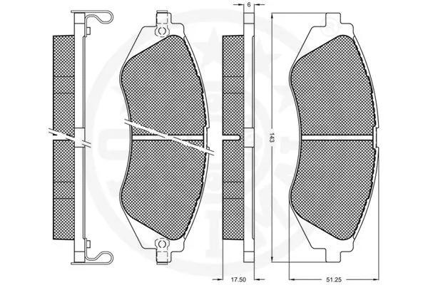 10195 OPTIMAL Комплект тормозных колодок, дисковый тормоз (фото 3)