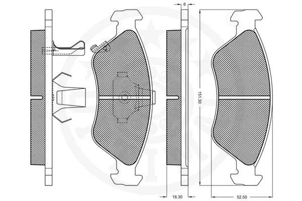 10202 OPTIMAL Комплект тормозных колодок, дисковый тормоз (фото 2)