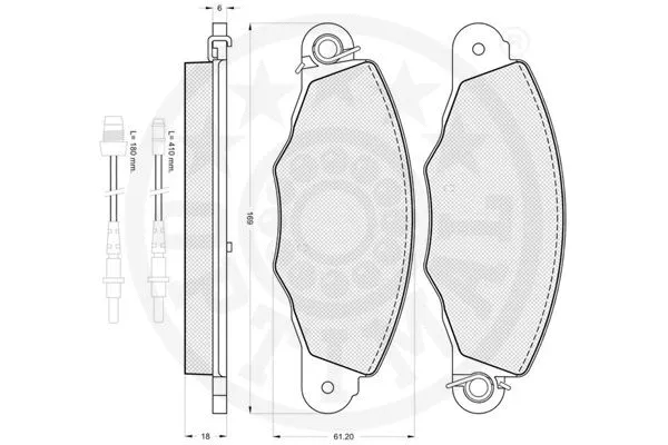 10224 OPTIMAL Комплект тормозных колодок, дисковый тормоз (фото 3)