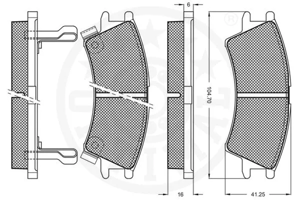 10261 OPTIMAL Комплект тормозных колодок, дисковый тормоз (фото 3)