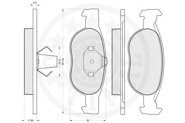 10274 OPTIMAL Комплект тормозных колодок, дисковый тормоз (фото 3)