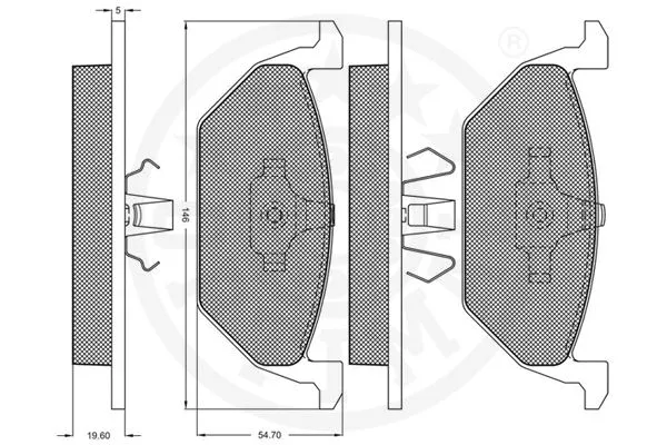 10303 OPTIMAL Комплект тормозных колодок, дисковый тормоз (фото 3)