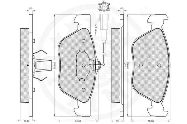 10318 OPTIMAL Комплект тормозных колодок, дисковый тормоз (фото 3)