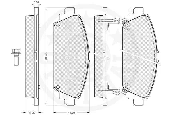 10322 OPTIMAL Комплект тормозных колодок, дисковый тормоз (фото 2)