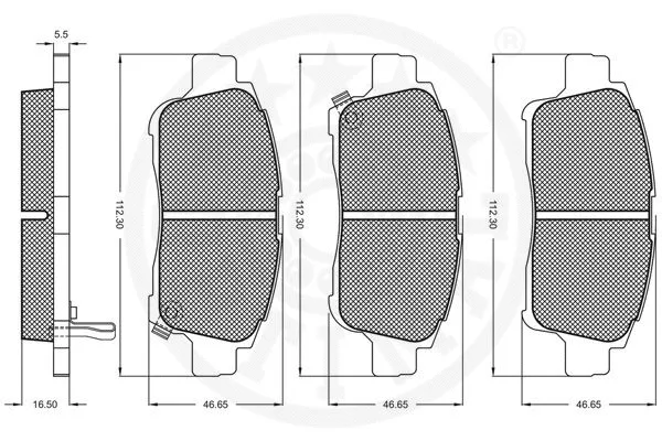 10347 OPTIMAL Комплект тормозных колодок, дисковый тормоз (фото 3)