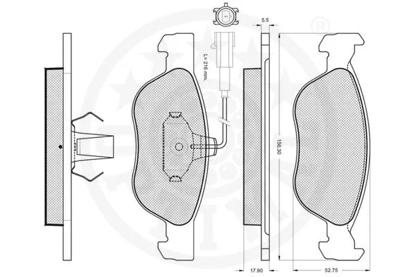 10385 OPTIMAL Комплект тормозных колодок, дисковый тормоз (фото 3)