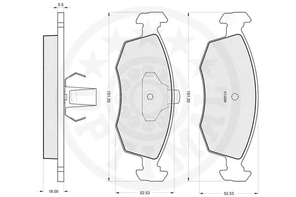 10386 OPTIMAL Комплект тормозных колодок, дисковый тормоз (фото 3)