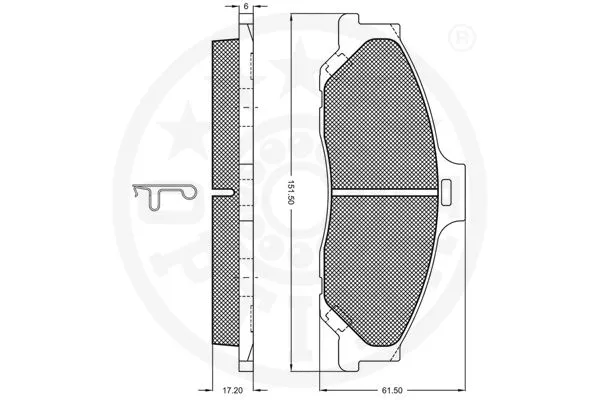 10396 OPTIMAL Комплект тормозных колодок, дисковый тормоз (фото 3)