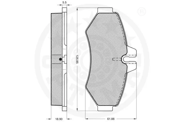 10403 OPTIMAL Комплект тормозных колодок, дисковый тормоз (фото 3)