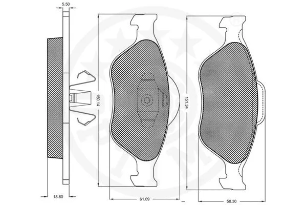 10462 OPTIMAL Комплект тормозных колодок, дисковый тормоз (фото 3)