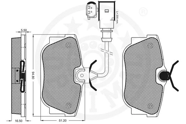 10486 OPTIMAL Комплект тормозных колодок, дисковый тормоз (фото 3)