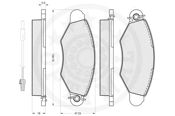 120661 OPTIMAL Комплект тормозных колодок, дисковый тормоз (фото 2)