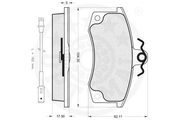 12075 OPTIMAL Комплект тормозных колодок, дисковый тормоз (фото 2)