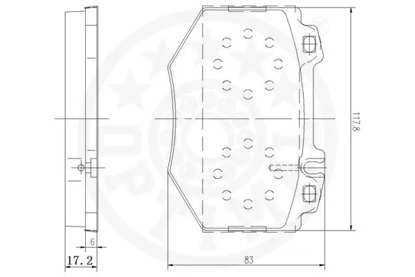 12134 OPTIMAL Комплект тормозных колодок, дисковый тормоз (фото 3)