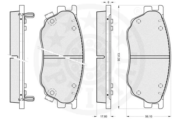 12136 OPTIMAL Комплект тормозных колодок, дисковый тормоз (фото 2)
