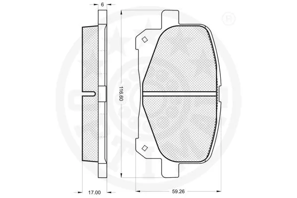 12146 OPTIMAL Комплект тормозных колодок, дисковый тормоз (фото 2)