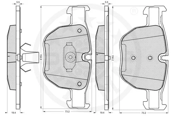 12161 OPTIMAL Комплект тормозных колодок, дисковый тормоз (фото 2)