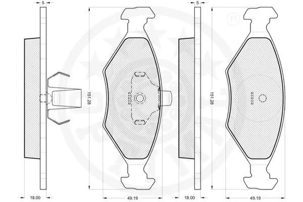 12177 OPTIMAL Комплект тормозных колодок, дисковый тормоз (фото 2)