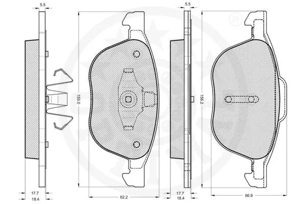 12192 OPTIMAL Комплект тормозных колодок, дисковый тормоз (фото 3)