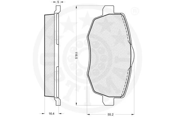 12195 OPTIMAL Комплект тормозных колодок, дисковый тормоз (фото 2)