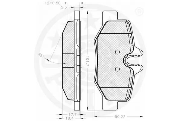 12243 OPTIMAL Комплект тормозных колодок, дисковый тормоз (фото 2)