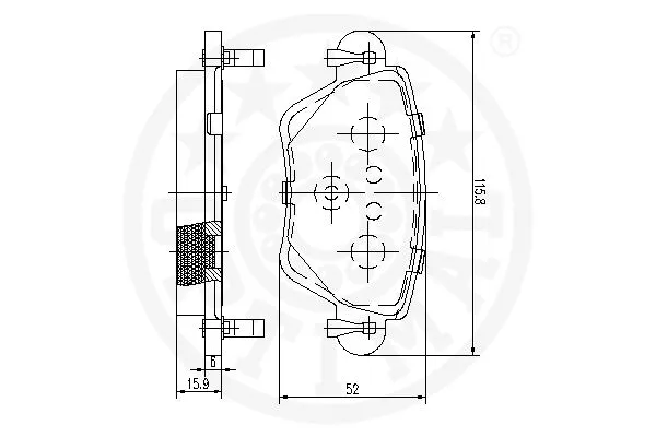 12249 OPTIMAL Комплект тормозных колодок, дисковый тормоз (фото 3)