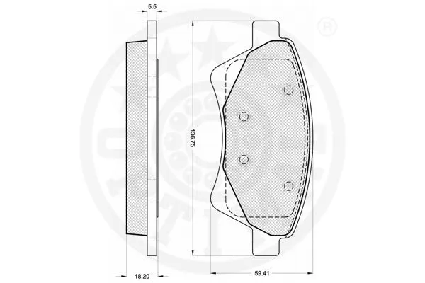 12269 OPTIMAL Комплект тормозных колодок, дисковый тормоз (фото 3)